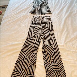 Stylish Black and Cream Striped Women's Jumpsuit